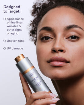 ALASTIN Skincare open box and label highlighting ingredient list and clinical focus