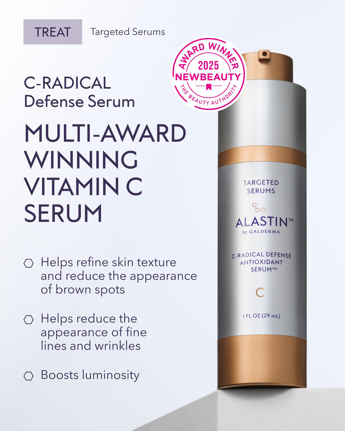 ALASTIN Skincare pump dispenser close-up for controlled, hygienic serum dosing