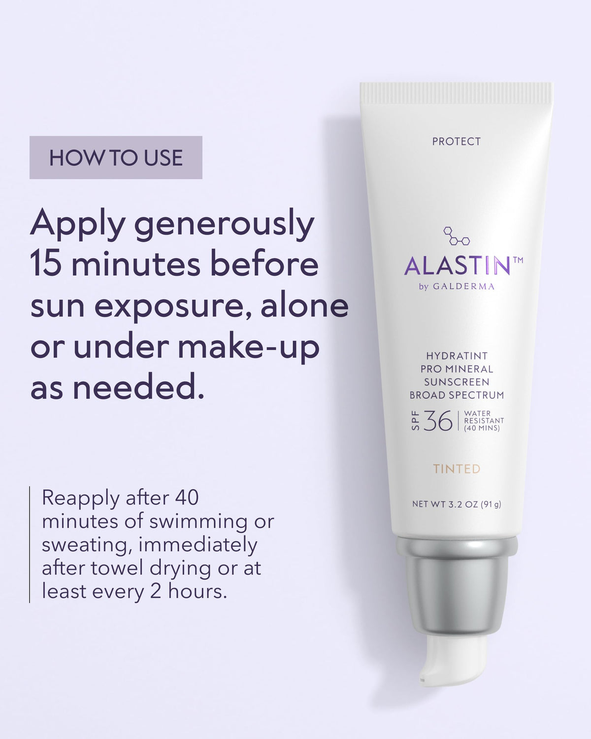 ALASTIN Skincare tube in hand showing 3.2 oz scale and travel-friendly benefit