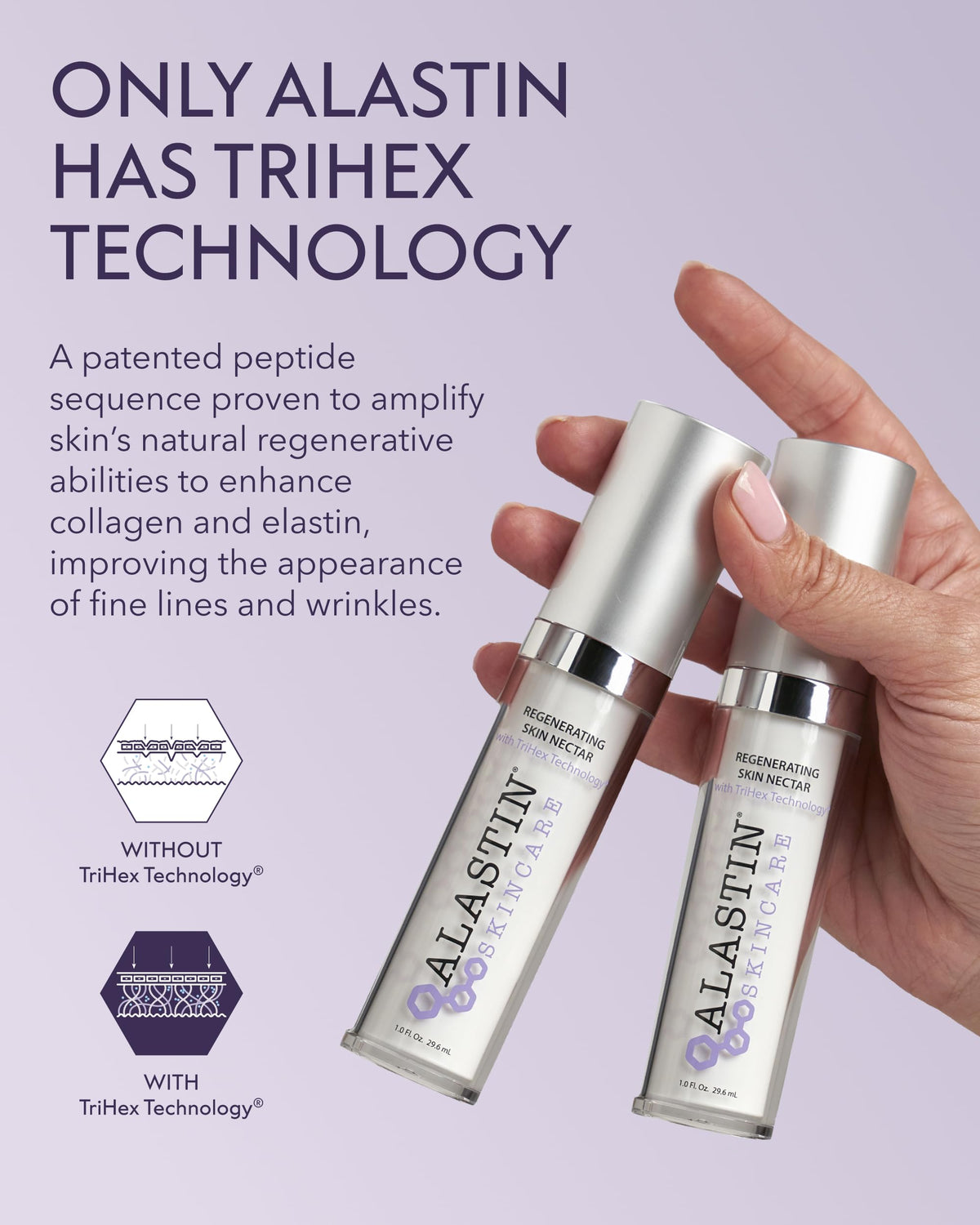 ALASTIN Skincare application on hand demonstrating fast absorption benefit