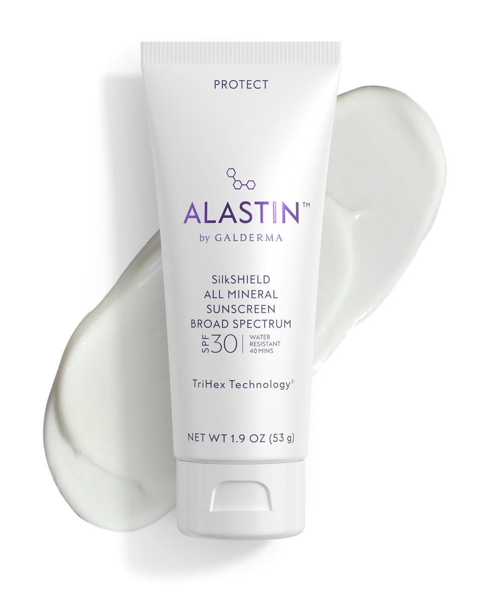 ALASTIN SilkSHIELD front packaging showing SPF 30 protection and sleek bottle