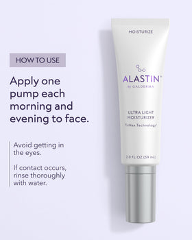 ALASTIN Skincare 2 oz tube next to credit card, illustrates compact travel-friendly size