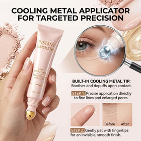 Alavie Paris primer next to fingers showing travel size convenience