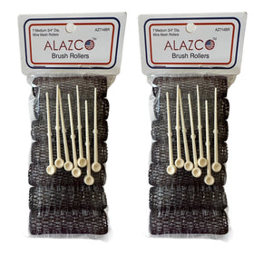 ALAZCO front view of 14 pc medium rollers showing package and contents for easy styling