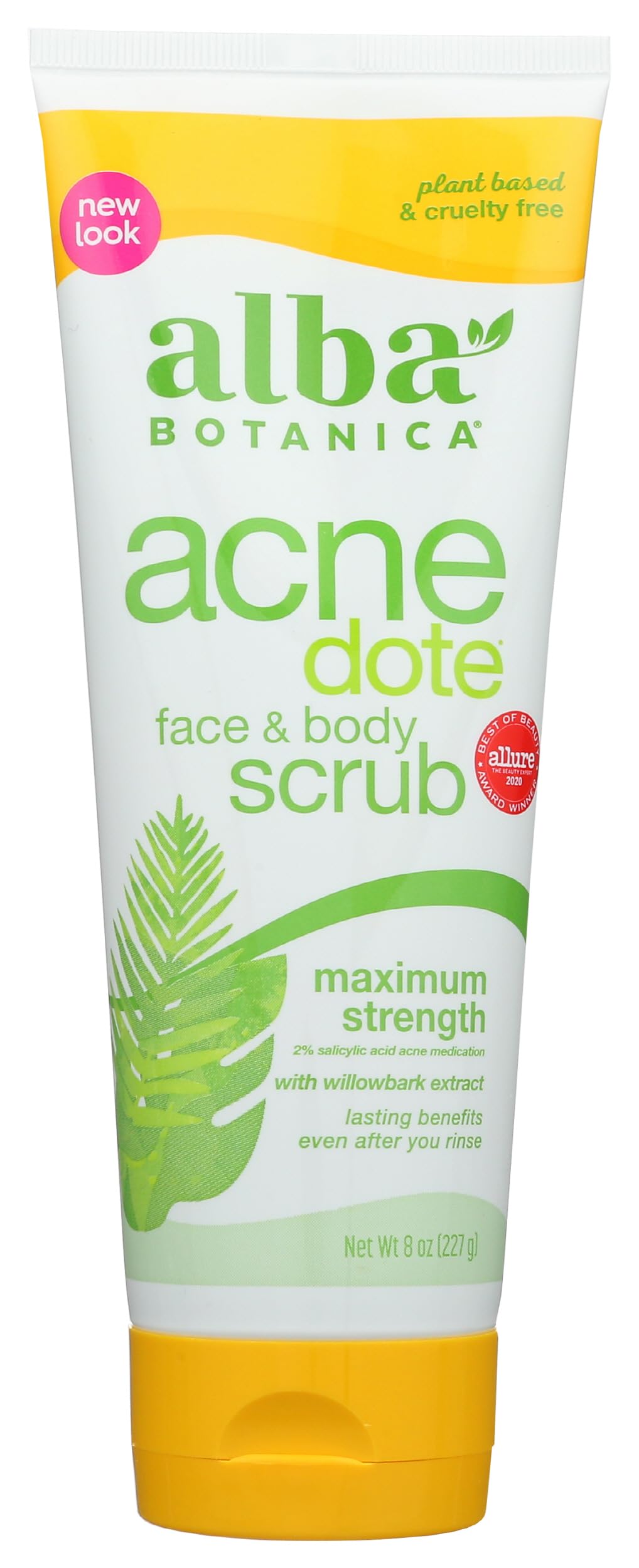 Alba Botanica front bottle shot showing clear acne-targeted packaging and benefits