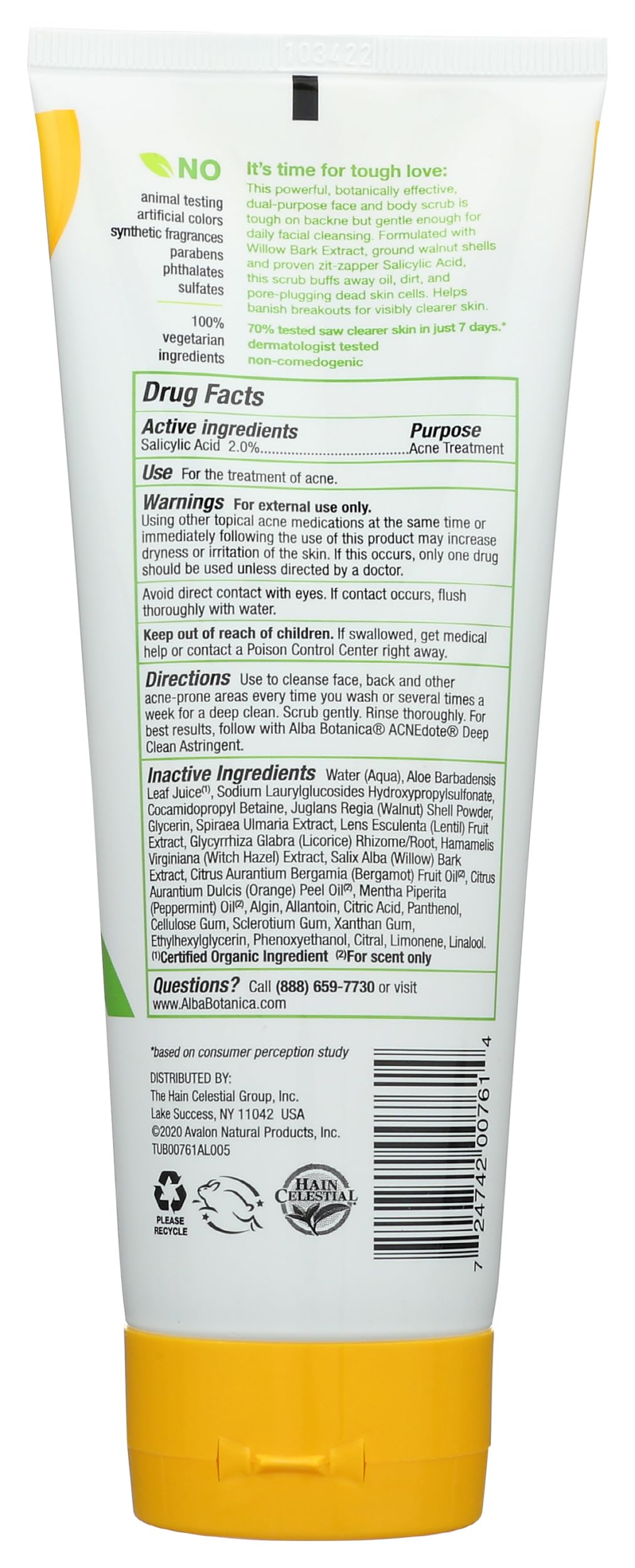 Alba Botanica scrub texture close-up revealing exfoliating particles and smoothing action