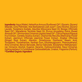 Alba Botanica ingredients label highlighting botanical oils and vitamin E benefit