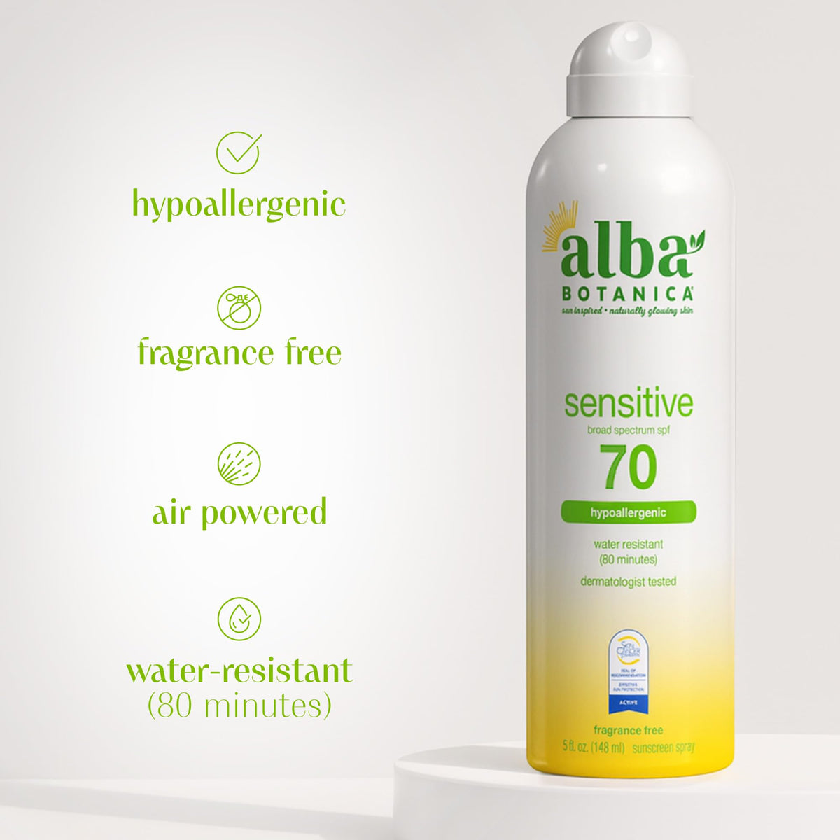 Alba Botanica on a beach illustrating water resistance and outdoor use