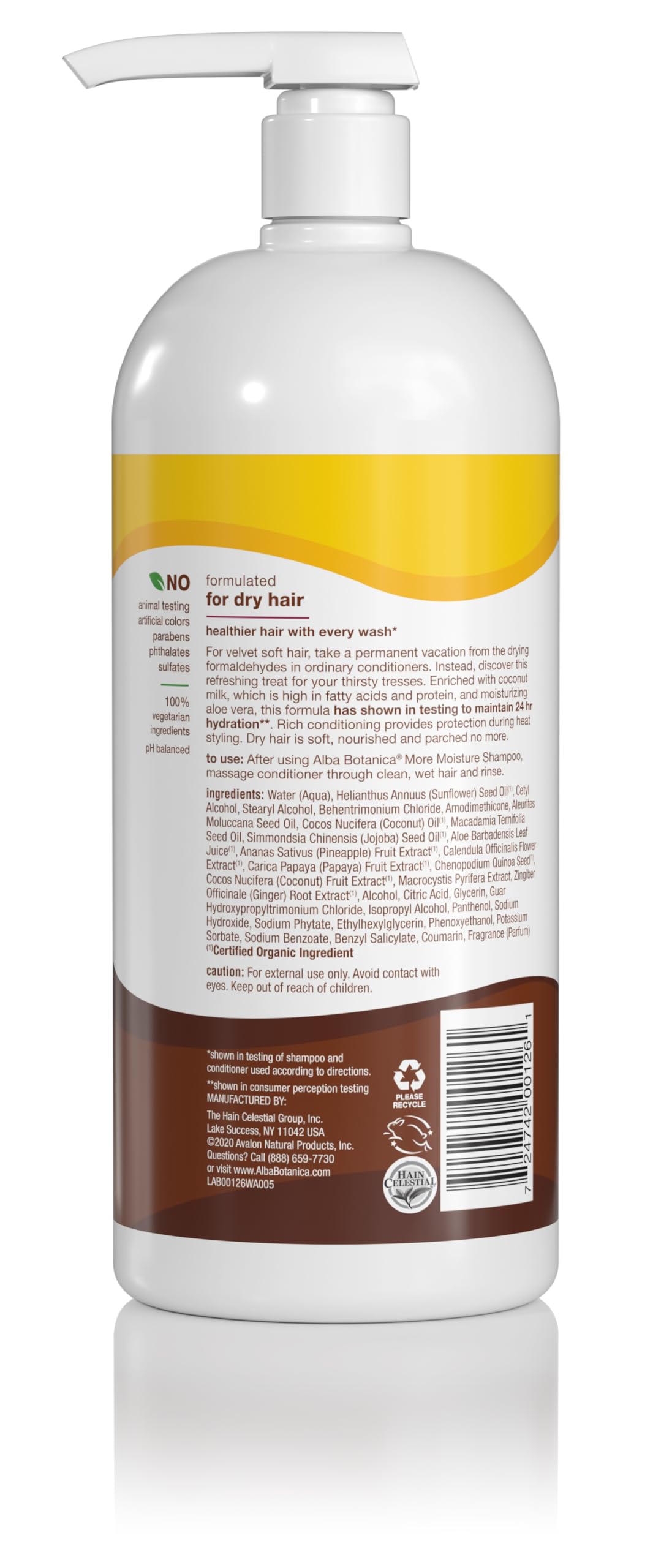 Alba Botanica creamy conditioner texture pouring to show smooth hydration