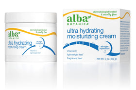 Alba Botanica front jar showing label and compact 3 oz size benefit