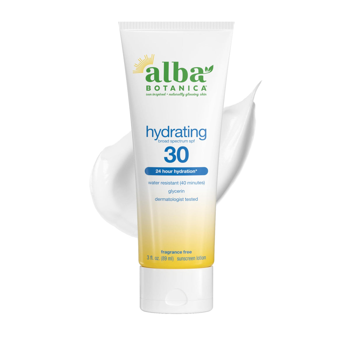 Alba Botanica front packaging showing SPF 30 and fragrance-free benefit