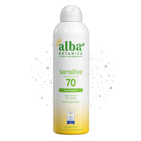 Alba Botanica front packaging showing SPF 70 and fragrance-free benefit