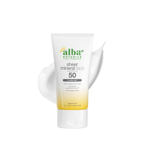 Alba Botanica front packaging showing SPF 50 and benefits
