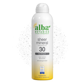 Alba Botanica front packaging showing SPF 30 bottle and benefits