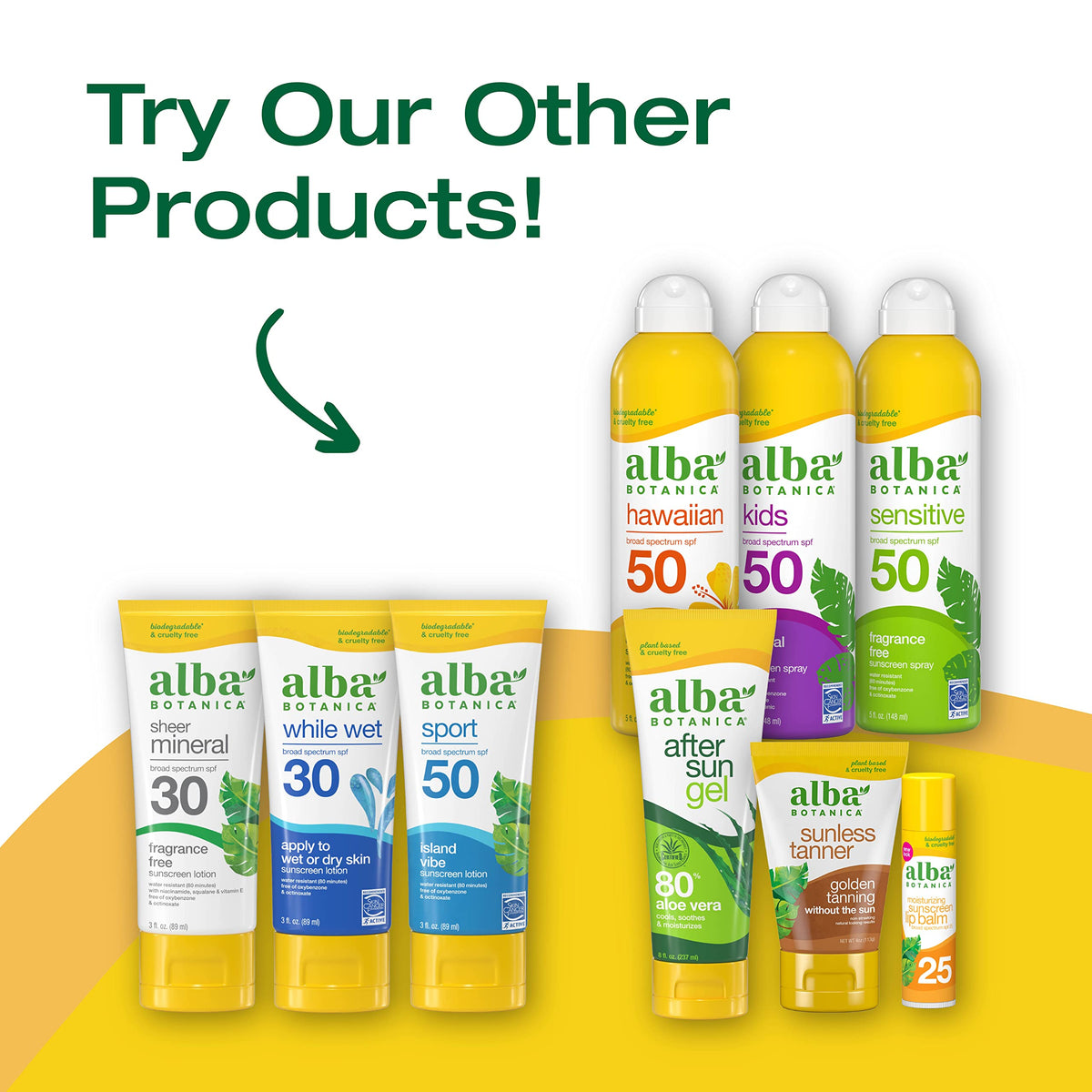 Alba Botanica sunscreen spray being used at the beach for water-resistant protection