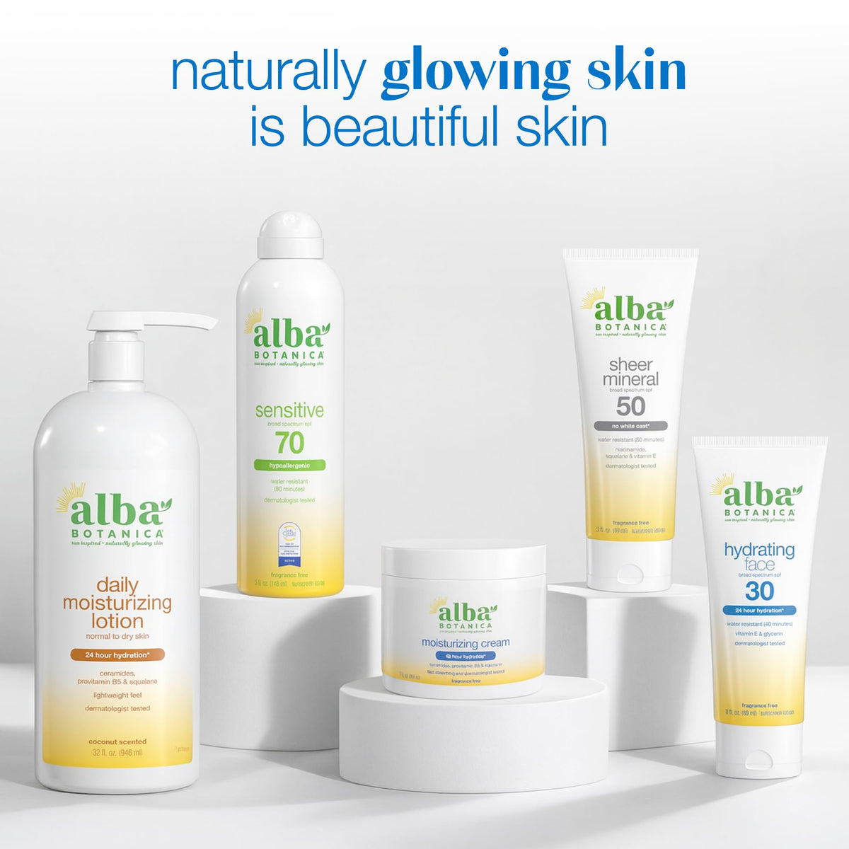 Alba Botanica ingredients and label highlighting no oxybenzone benefit