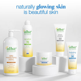 Alba Botanica ingredients and label highlighting no oxybenzone benefit