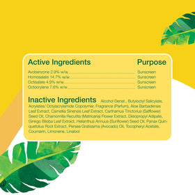 Alba Botanica ingredients label closeup featuring botanical, biodegradable claims
