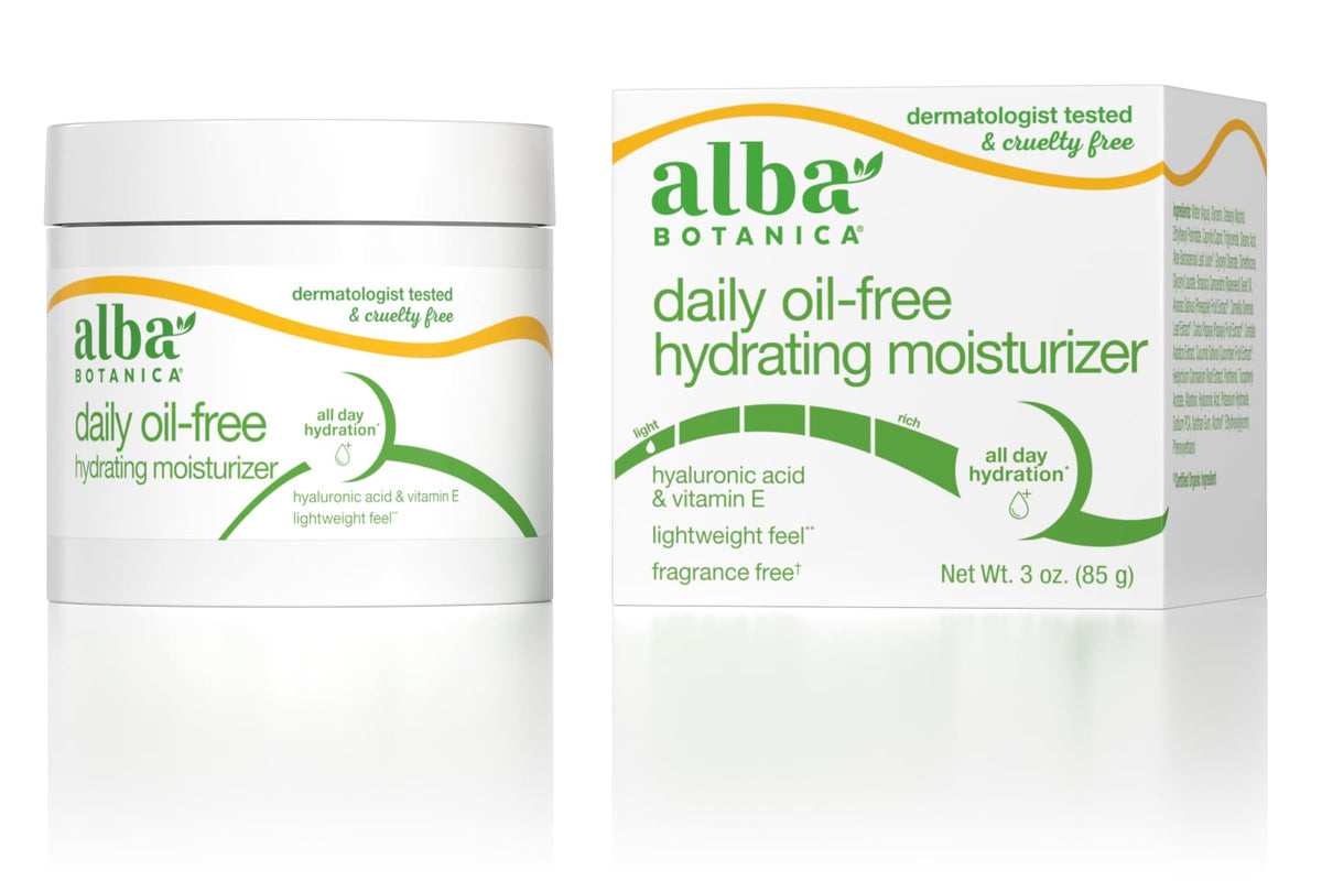 Alba Botanica jar front packaging showing label and 3 oz size for daily hydration