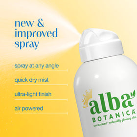 Alba Botanica sunscreen texture on skin illustrating lightweight, non-sticky finish