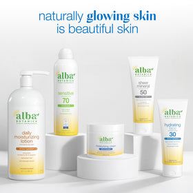 Alba Botanica applied at beach illustrating water resistant protection during activity