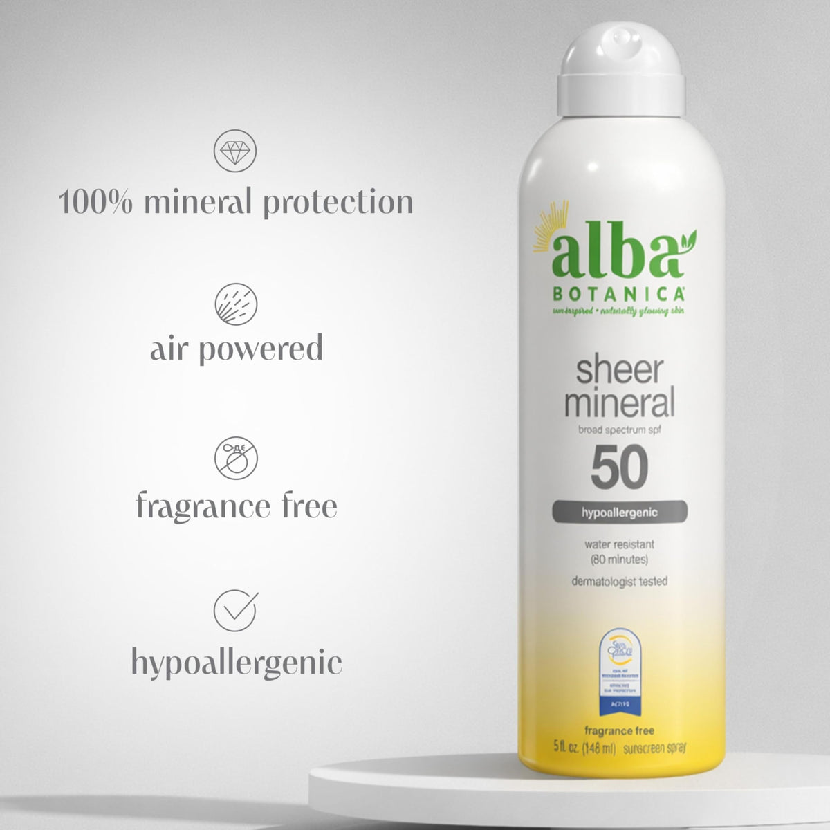 Alba Botanica being applied to arm showing even coverage and water resistance
