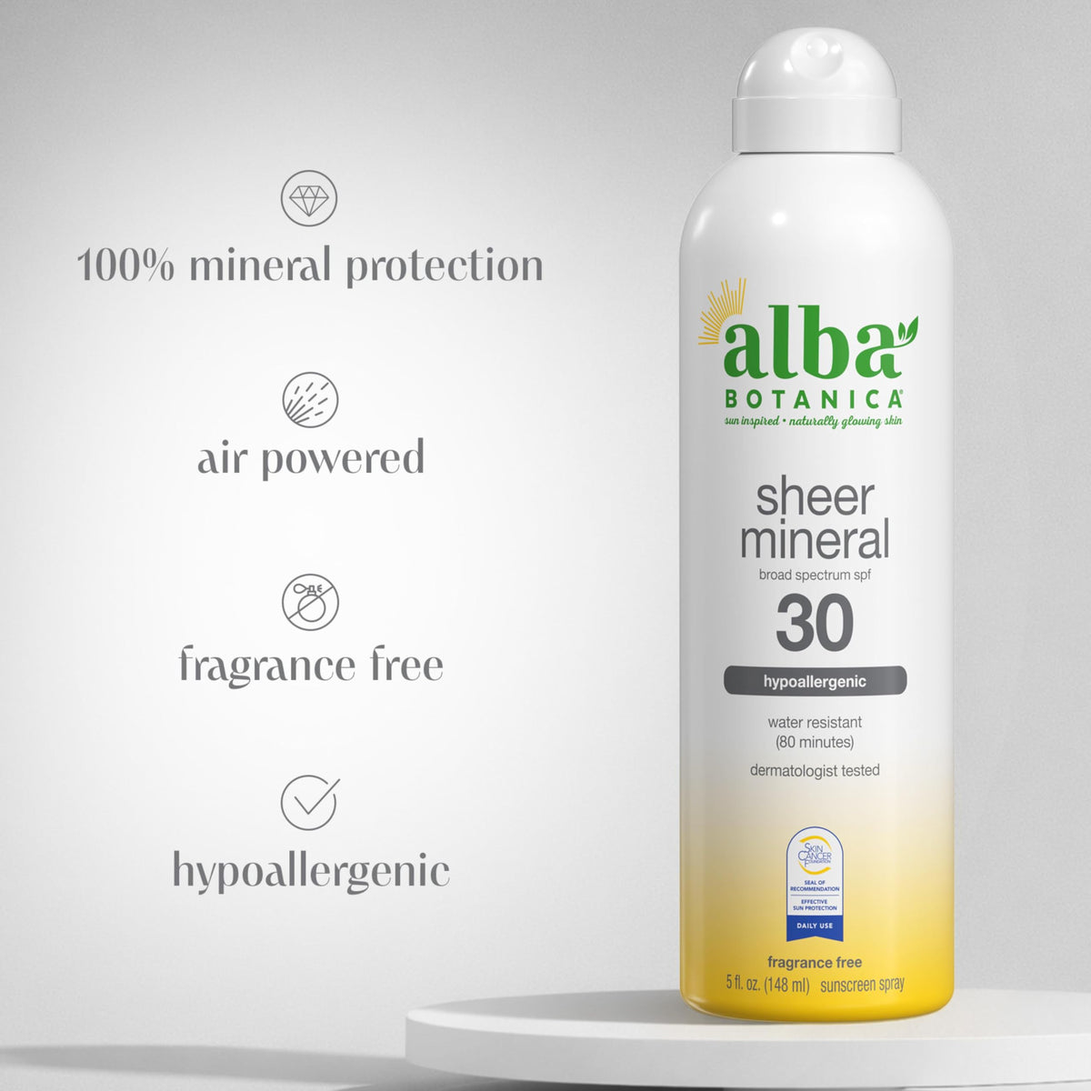 Alba Botanica spray in use at beach demonstrating easy reapplication