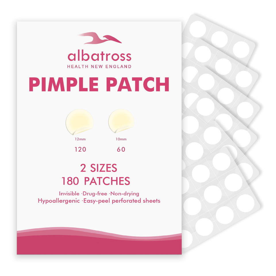 Albatross Health New England front packaging showing 180 patches and benefits