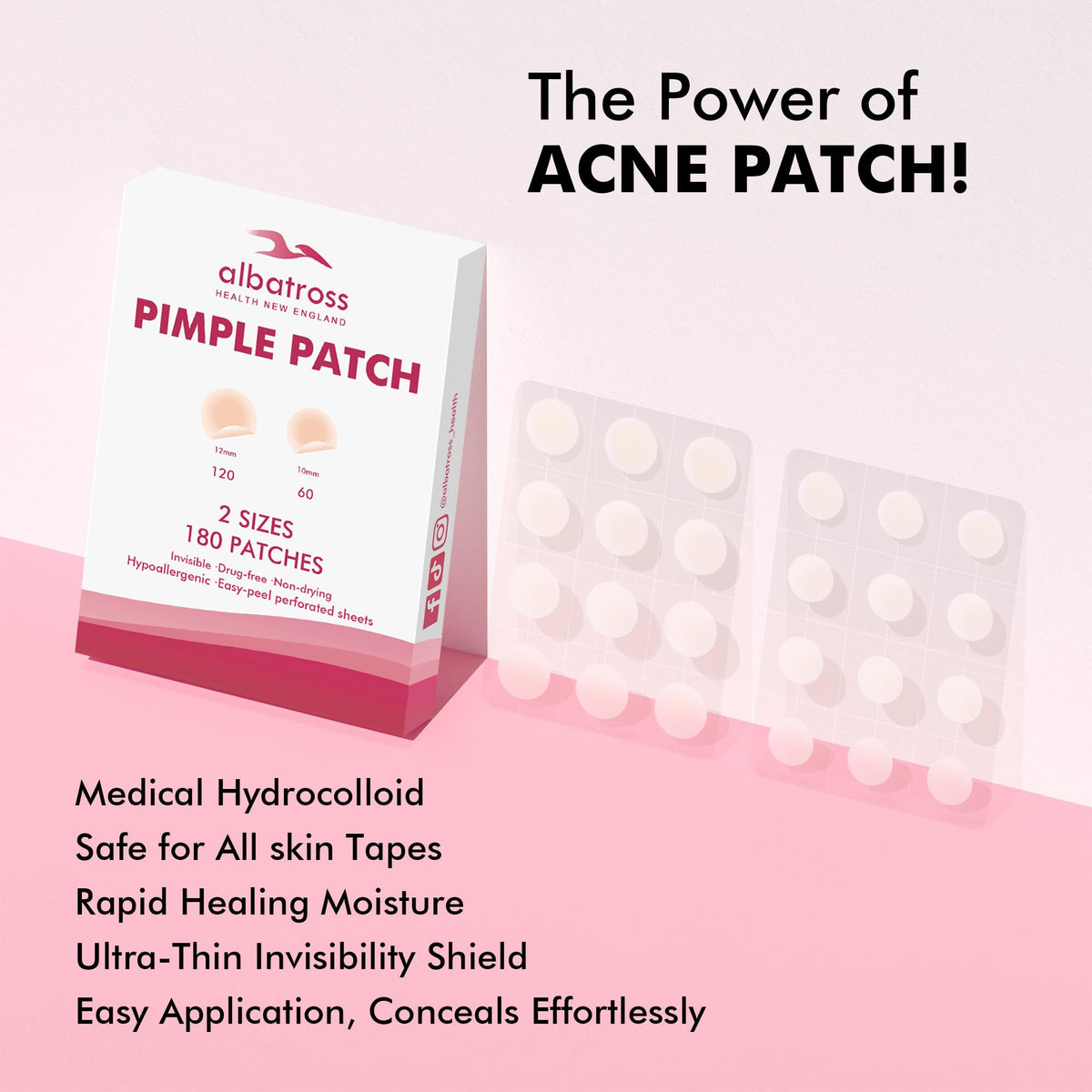 Albatross Health patch blended under light makeup for concealed spot treatment