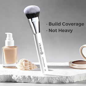 ALBEAUT 201 blending bronzer along cheekbones for smooth natural warmth