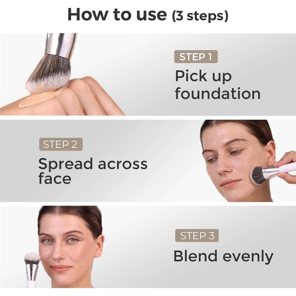 ALBEAUT 201 brush applying cream foundation for streak-free, blended skin