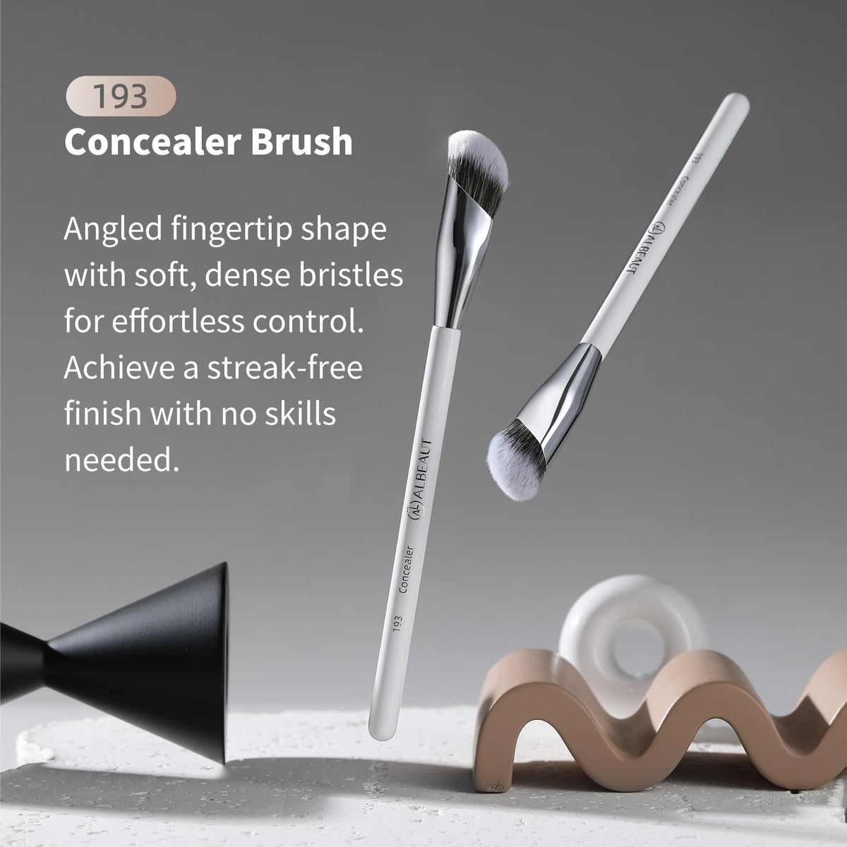 ALBEAUT close-up of angled bristles showing precise fingertip-like placement
