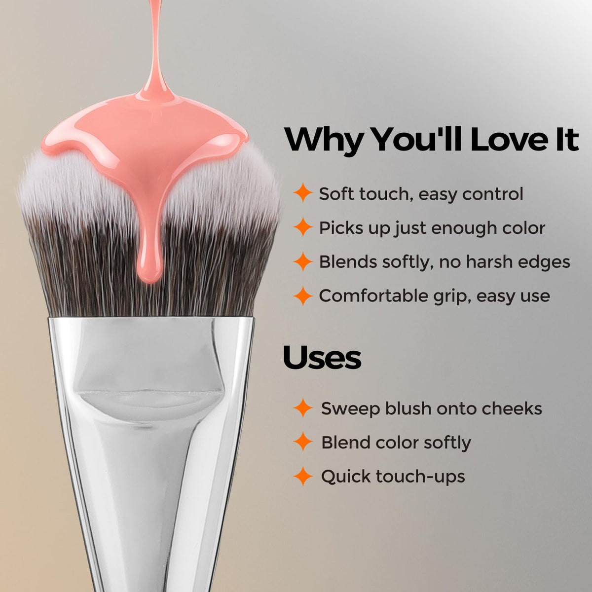 ALBEAUT brush held in hand applying cream blush for controlled placement