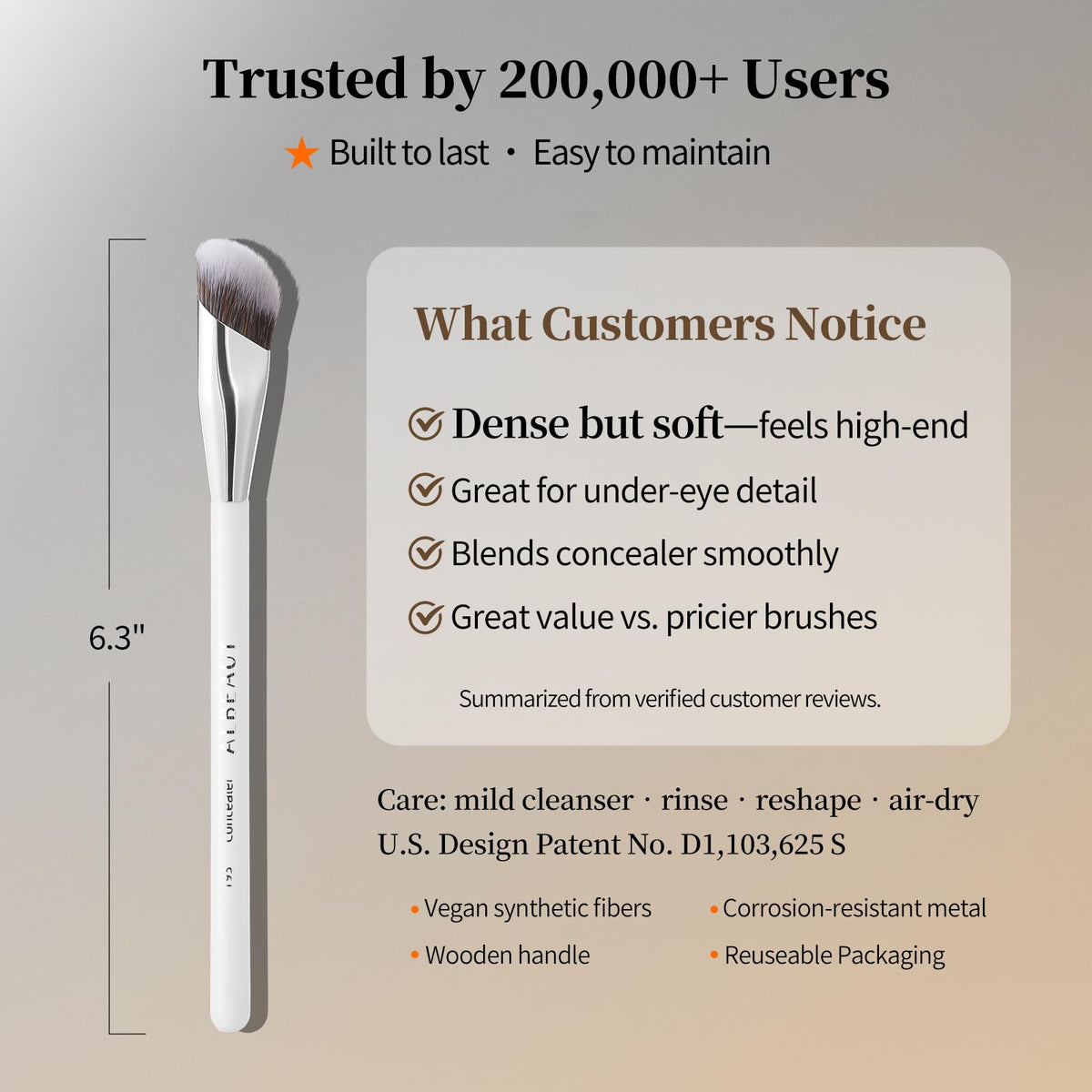 ALBEAUT aluminum ferrule and birch handle detail for durable, comfortable grip