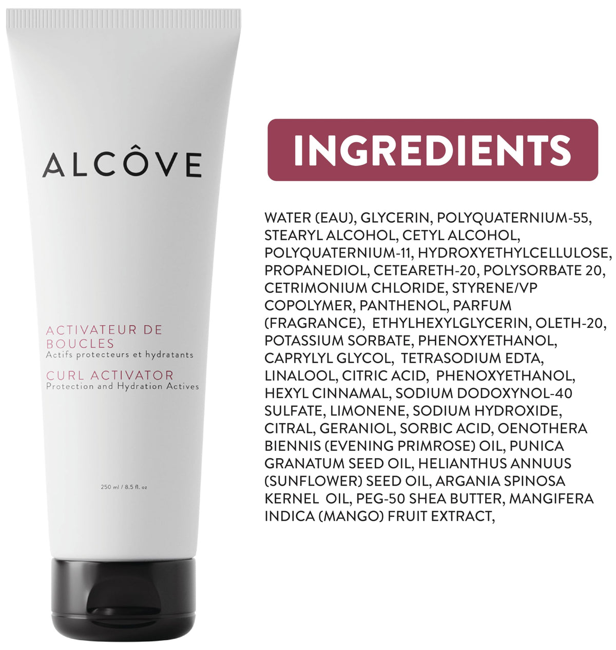Alcôve jar next to a hand for scale showing the 8.5oz size and portability