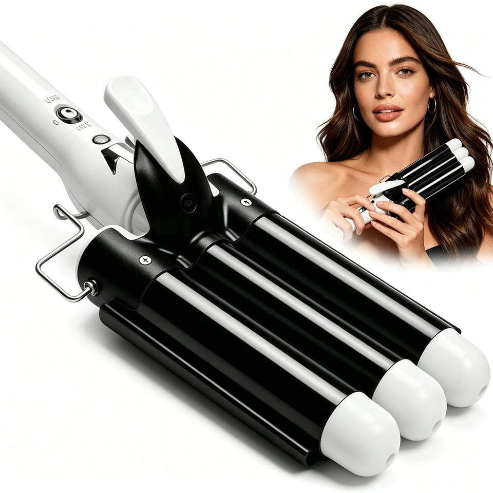Aleath front view of three-barrel crimper showing sleek black design and quick styling