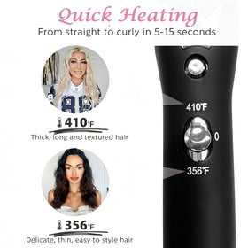 Aleath temperature controls and display showing adjustable heat for different hair types