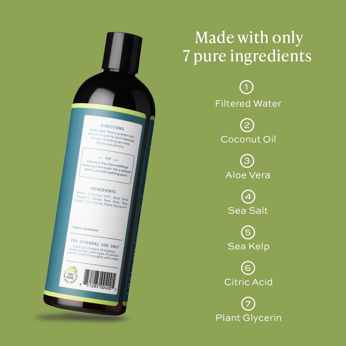 Aleavia pump dispensing droplet highlights low-irritant formula