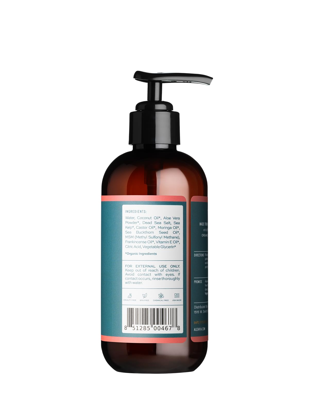 Aleavia pump nozzle and label close-up highlighting new formula