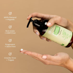 Aleavia lotion texture closeup showing lightweight, fast-absorbing feel