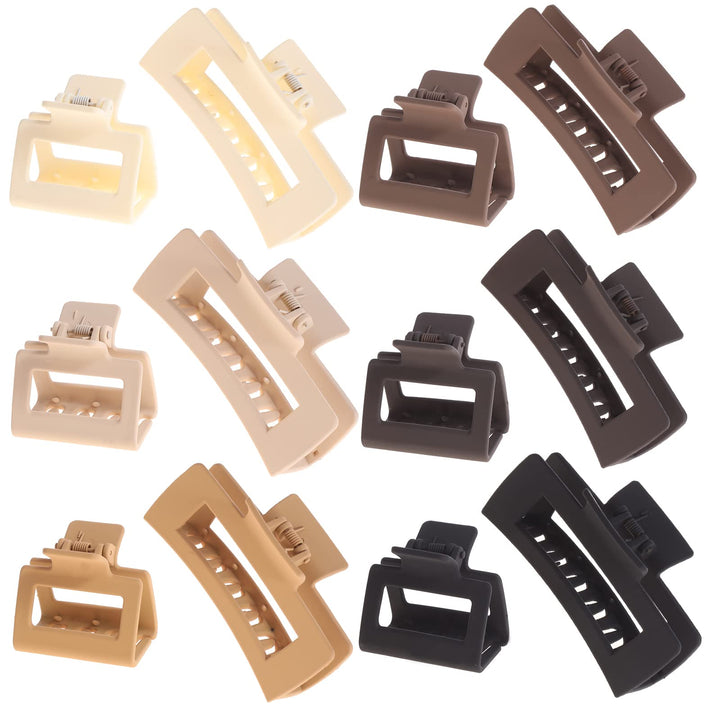 Alemaky front packaging showing full 12-pack of neutral square claw clips, neat gift-ready presentation