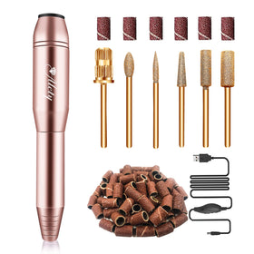 Alety electric nail drill front view showing compact design and controls for portability