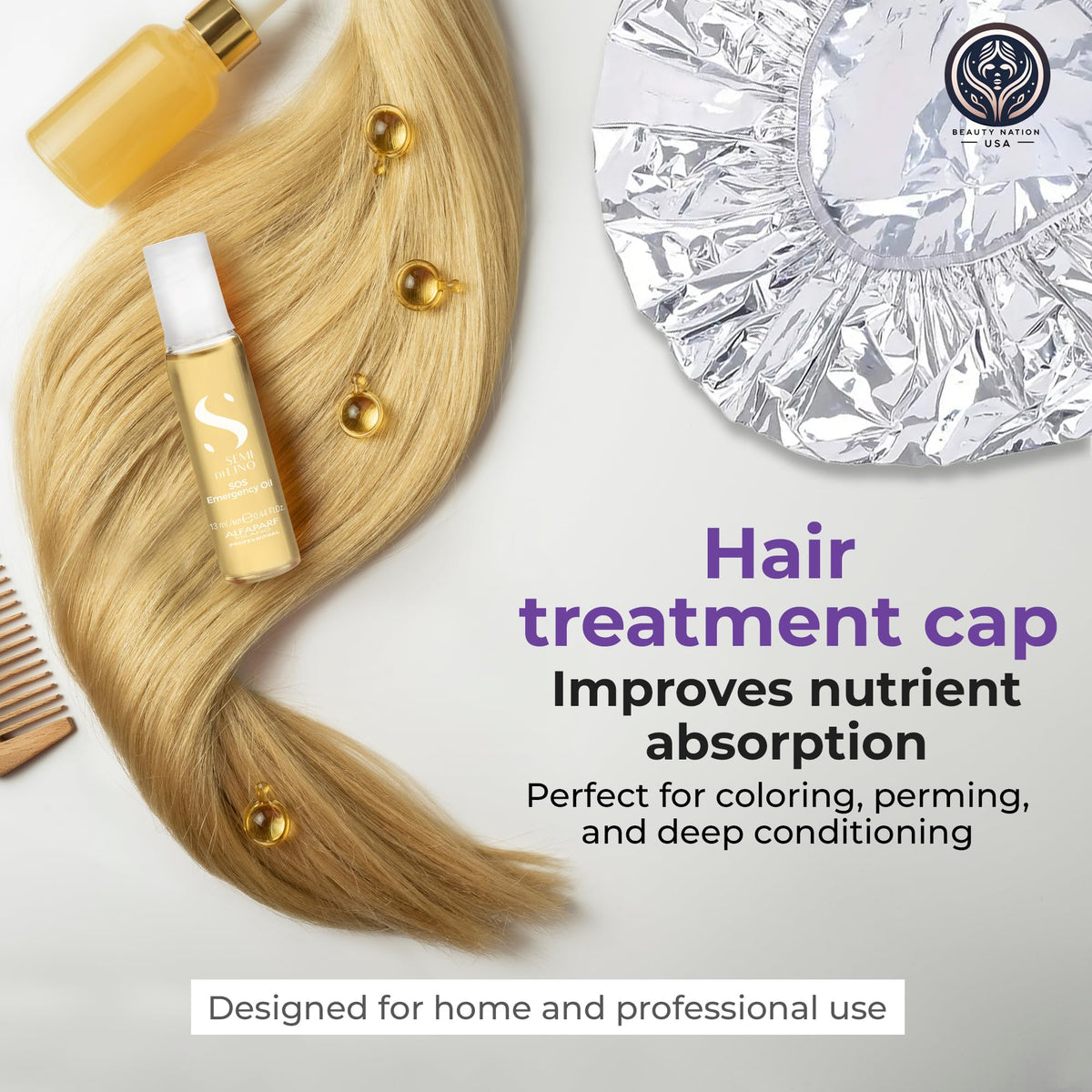 Beauty Nation USA Alfaparf conditioning cap included to boost absorption and treatment effectiveness