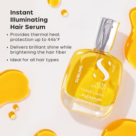 ALFAPARF MILANO applying serum to hair lengths for smoother styling benefit