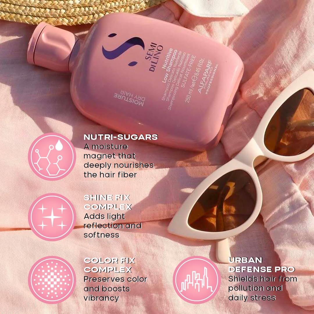 ALFAPARF MILANO shampoo label close-up showing sulfate-free claim