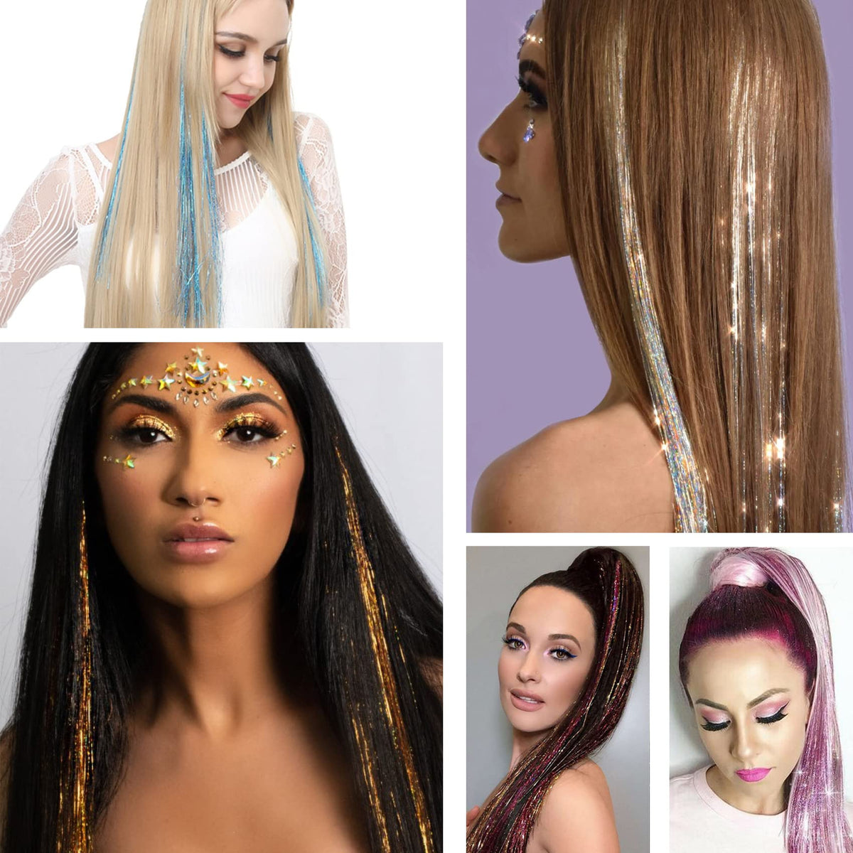 ALFIE DARLING installed hair tinsel on model adding instant sparkle