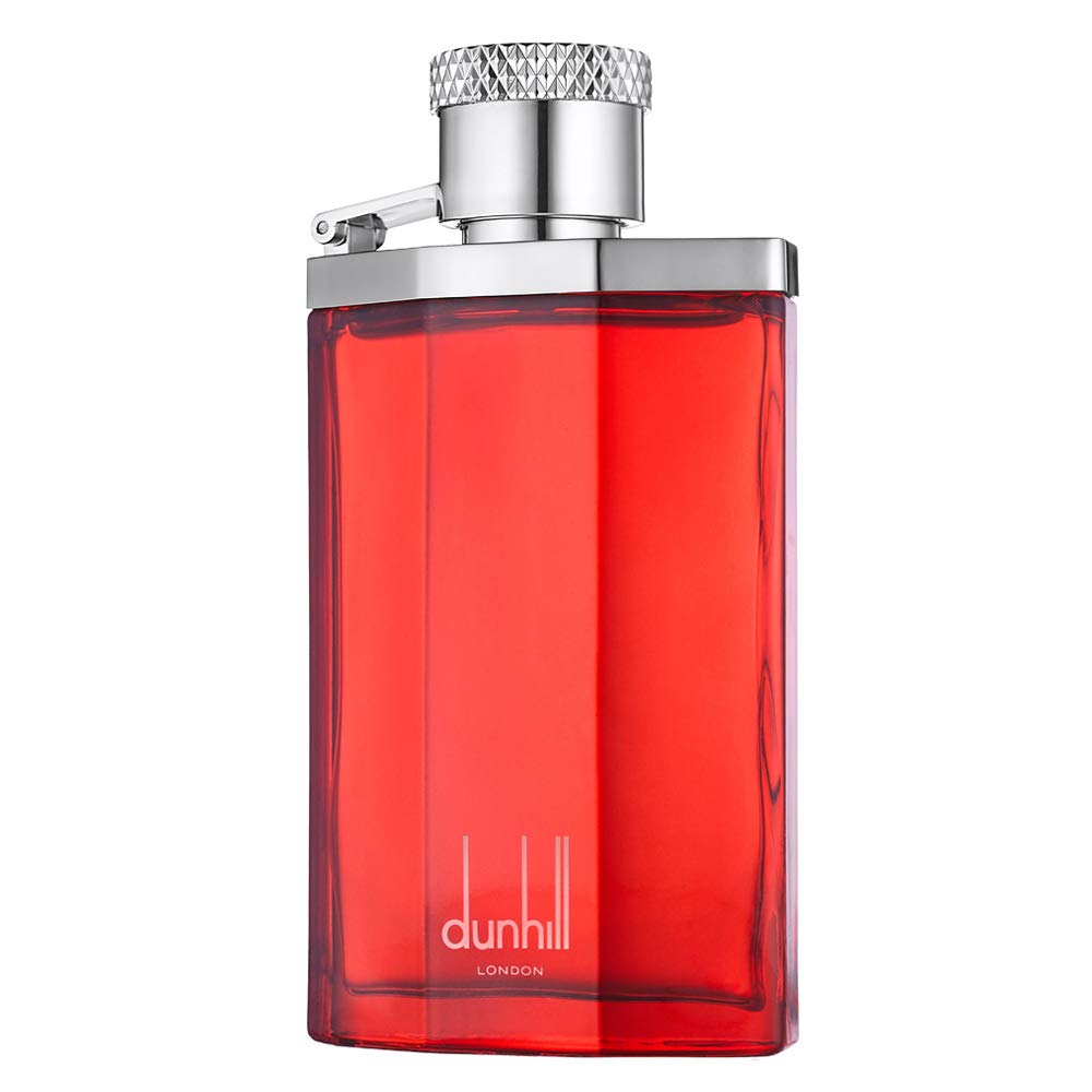 Alfred Dunhill Desire Red front bottle shot showing bold red flask design and easy application