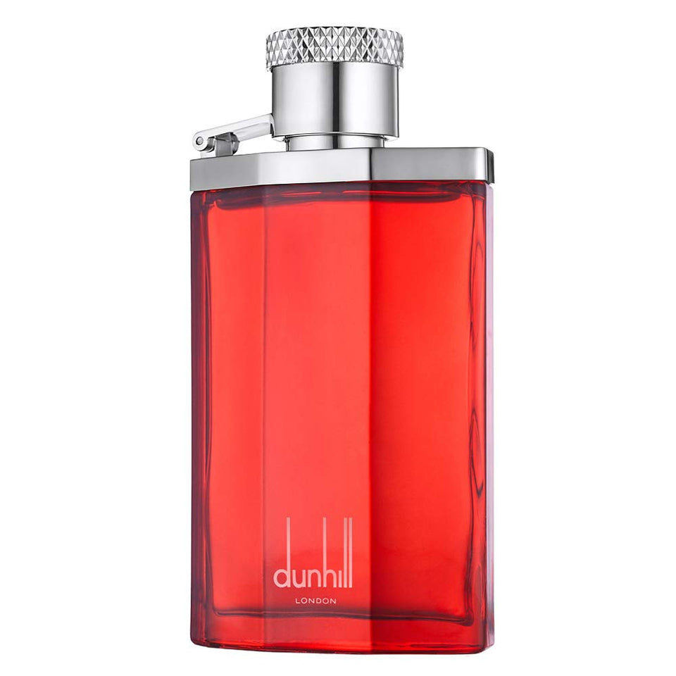 Alfred Dunhill Desire Red front bottle shot showing bold red flask design and easy application