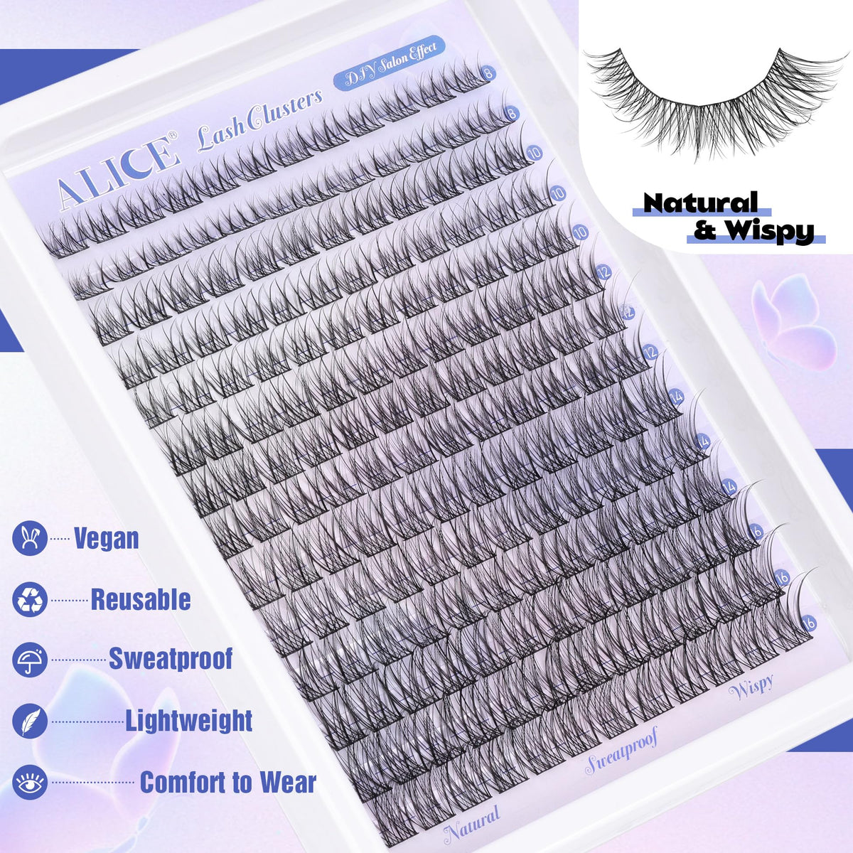 ALICE applying a cluster lash to eyelash line, quick application benefit