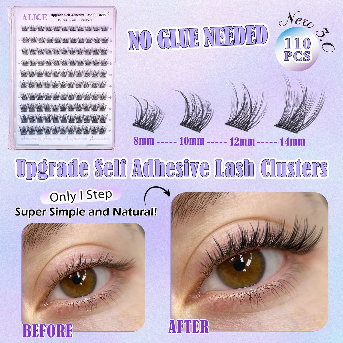 ALICE close-up of lash cluster texture, fine wispy fibers for natural blend